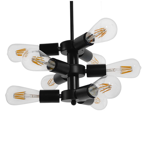 GloboStar® DELIR 01035 Μοντέρνο Industrial Φωτιστικό Οροφής Πολύφωτο Μαύρο Μεταλλικό Φ24 x Y23cm - ledmania.gr