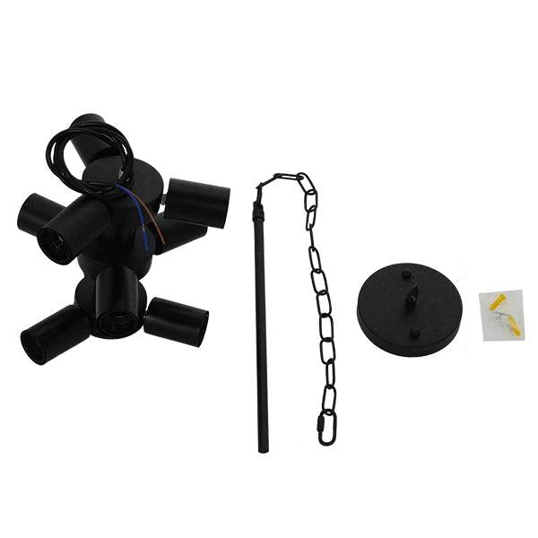 GloboStar® DELIR 01035 Μοντέρνο Industrial Φωτιστικό Οροφής Πολύφωτο Μαύρο Μεταλλικό Φ24 x Y23cm - ledmania.gr