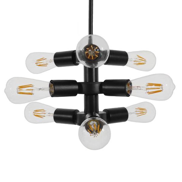 GloboStar® DELIR 01035 Μοντέρνο Industrial Φωτιστικό Οροφής Πολύφωτο Μαύρο Μεταλλικό Φ24 x Y23cm - ledmania.gr
