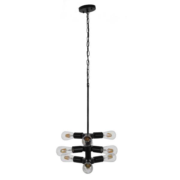 GloboStar® DELIR 01035 Μοντέρνο Industrial Φωτιστικό Οροφής Πολύφωτο Μαύρο Μεταλλικό Φ24 x Y23cm - ledmania.gr
