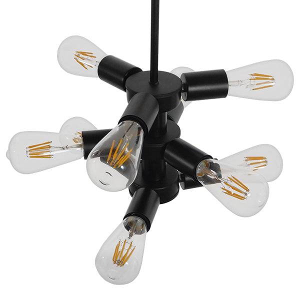 GloboStar® DELIR 01035 Μοντέρνο Industrial Φωτιστικό Οροφής Πολύφωτο Μαύρο Μεταλλικό Φ24 x Y23cm - ledmania.gr