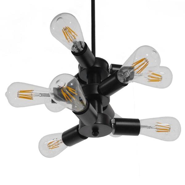 GloboStar® DELIR 01035 Μοντέρνο Industrial Φωτιστικό Οροφής Πολύφωτο Μαύρο Μεταλλικό Φ24 x Y23cm - ledmania.gr