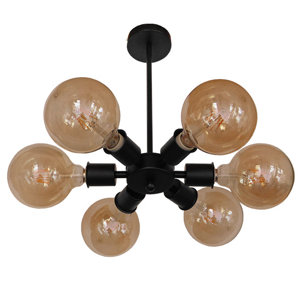 GloboStar® CONFOR 01036 Μοντέρνο Industrial Φωτιστικό Οροφης Πολύφωτο Μαύρο Μεταλλικό Φ24 x Y8cm - ledmania.gr