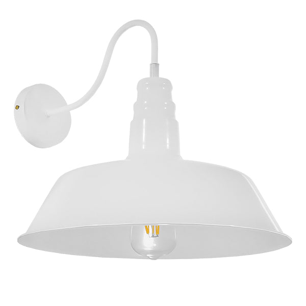 GloboStar® SORD 01051 Vintage Industrial Φωτιστικό Τοίχου Απλίκα Μονόφωτο Λευκό Μεταλλικό Καμπάνα Φ36 x Μ42 x Π36 x Υ32cm - ledmania.gr
