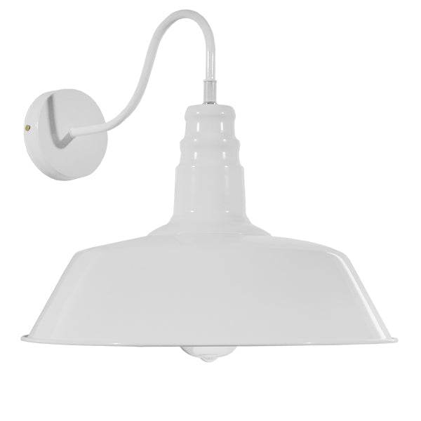 GloboStar® SORD 01051 Vintage Industrial Φωτιστικό Τοίχου Απλίκα Μονόφωτο Λευκό Μεταλλικό Καμπάνα Φ36 x Μ42 x Π36 x Υ32cm - ledmania.gr