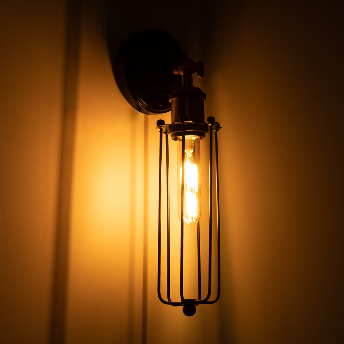 GloboStar® ANCUS 01055 Vintage Industrial Φωτιστικό Τοίχου Απλίκα Μονόφωτο Μαύρο Μεταλλικό Πλέγμα Μ10.5 x Π11 x Υ35.5cm - ledmania.gr