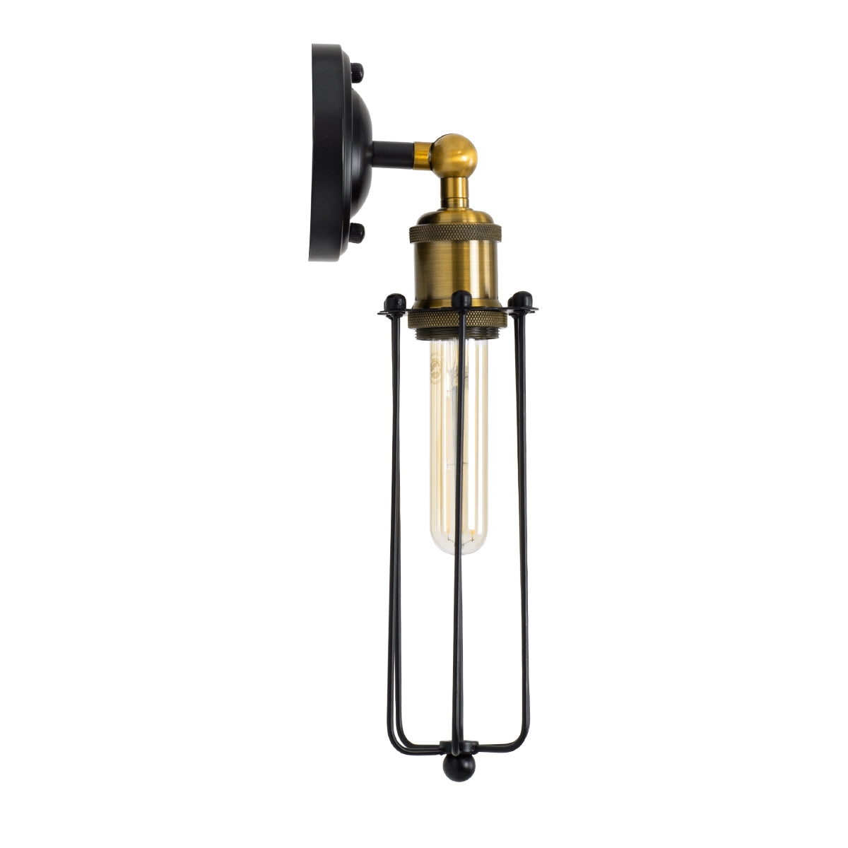 GloboStar® ANCUS 01055 Vintage Industrial Φωτιστικό Τοίχου Απλίκα Μονόφωτο Μαύρο Μεταλλικό Πλέγμα Μ10.5 x Π11 x Υ35.5cm - ledmania.gr