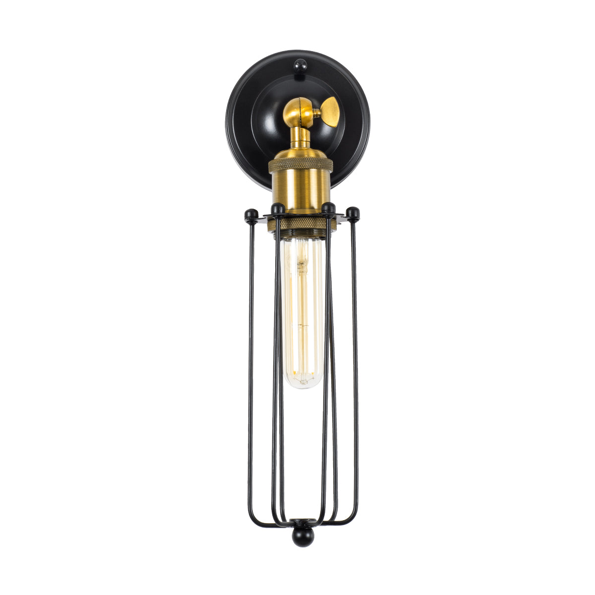 GloboStar® ANCUS 01055 Vintage Industrial Φωτιστικό Τοίχου Απλίκα Μονόφωτο Μαύρο Μεταλλικό Πλέγμα Μ10.5 x Π11 x Υ35.5cm - ledmania.gr