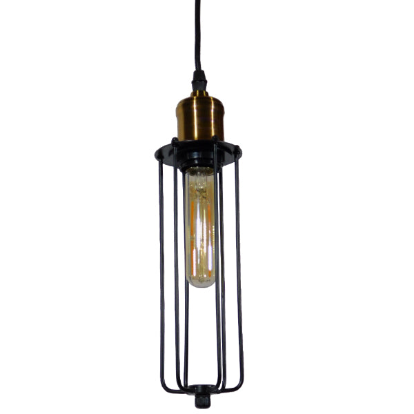 GloboStar® KLECE 01057 Vintage Industrial Κρεμαστό Φωτιστικό Οροφής Μονόφωτο Μαύρο Μεταλλικό Πλέγμα Φ7 x Y35cm - ledmania.gr