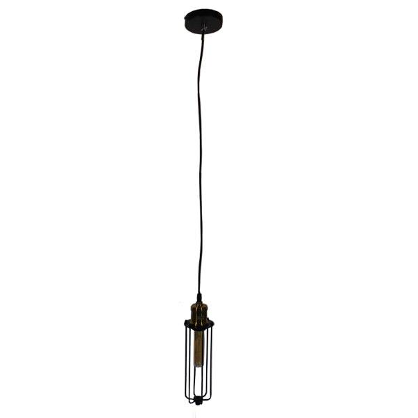 GloboStar® KLECE 01057 Vintage Industrial Κρεμαστό Φωτιστικό Οροφής Μονόφωτο Μαύρο Μεταλλικό Πλέγμα Φ7 x Y35cm - ledmania.gr