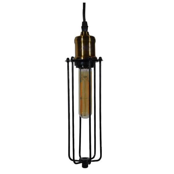 GloboStar® KLECE 01057 Vintage Industrial Κρεμαστό Φωτιστικό Οροφής Μονόφωτο Μαύρο Μεταλλικό Πλέγμα Φ7 x Y35cm - ledmania.gr