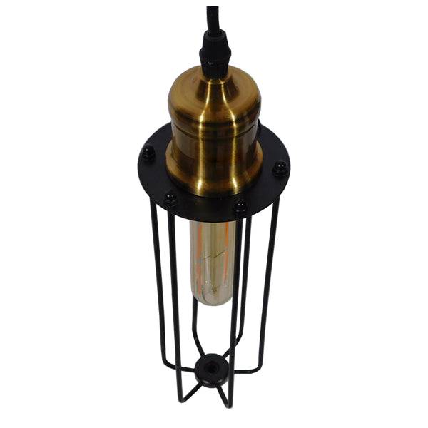 GloboStar® KLECE 01057 Vintage Industrial Κρεμαστό Φωτιστικό Οροφής Μονόφωτο Μαύρο Μεταλλικό Πλέγμα Φ7 x Y35cm - ledmania.gr