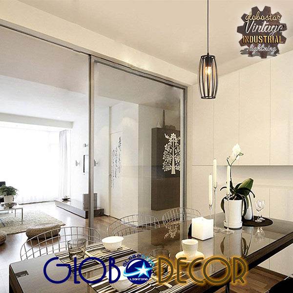 GloboStar® ZEBRA 01062 Vintage Industrial Κρεμαστό Φωτιστικό Οροφής Μονόφωτο Μαύρο Μεταλλικό Πλέγμα Φ15 x Y24cm - ledmania.gr