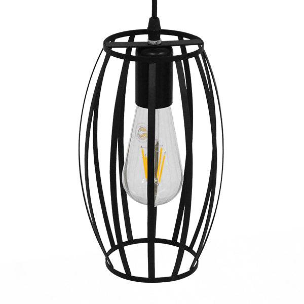 GloboStar® ZEBRA 01062 Vintage Industrial Κρεμαστό Φωτιστικό Οροφής Μονόφωτο Μαύρο Μεταλλικό Πλέγμα Φ15 x Y24cm - ledmania.gr