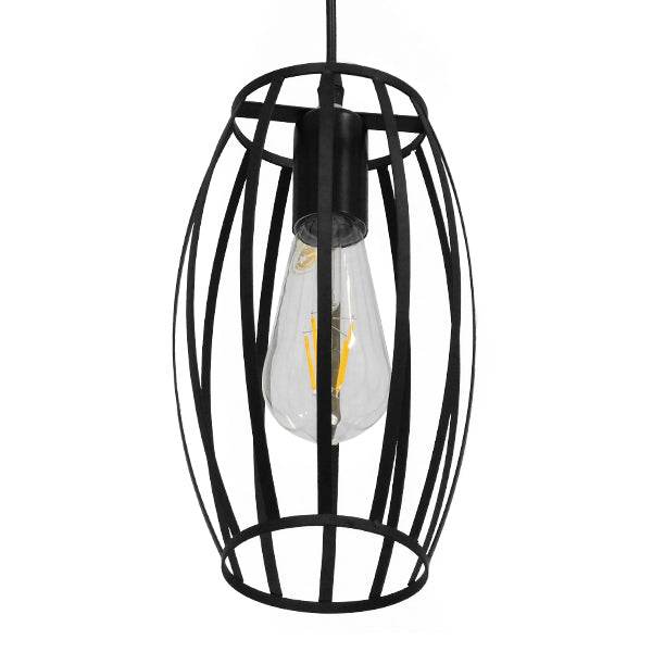 GloboStar® ZEBRA 01062 Vintage Industrial Κρεμαστό Φωτιστικό Οροφής Μονόφωτο Μαύρο Μεταλλικό Πλέγμα Φ15 x Y24cm - ledmania.gr