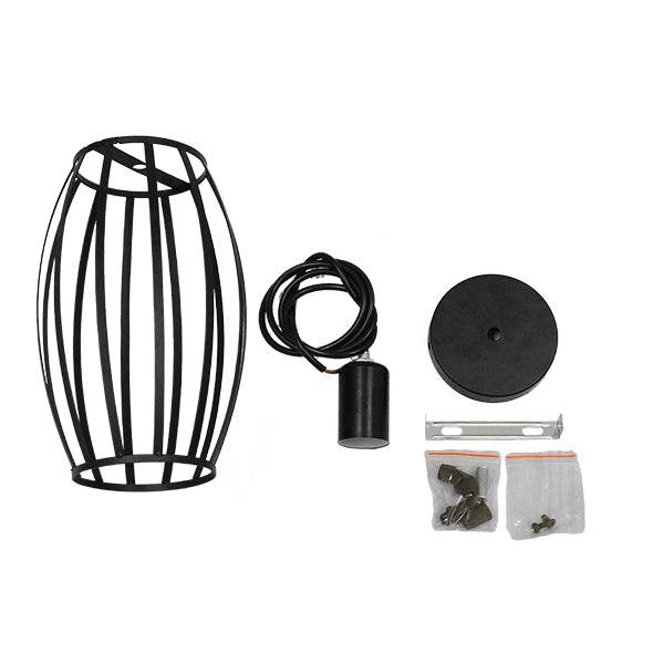 GloboStar® ZEBRA 01062 Vintage Industrial Κρεμαστό Φωτιστικό Οροφής Μονόφωτο Μαύρο Μεταλλικό Πλέγμα Φ15 x Y24cm - ledmania.gr