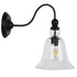GloboStar® LILLY 01064 Vintage Φωτιστικό Τοίχου Απλίκα Μονόφωτο Μαύρο Μεταλλικό με Γυάλινη Καμπάνα Φ14 x Μ21 x Π14 x Υ36cm - ledmania.gr