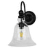 GloboStar® LILLY 01064 Vintage Φωτιστικό Τοίχου Απλίκα Μονόφωτο Μαύρο Μεταλλικό με Γυάλινη Καμπάνα Φ14 x Μ21 x Π14 x Υ36cm - ledmania.gr
