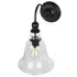 GloboStar® LILLY 01064 Vintage Φωτιστικό Τοίχου Απλίκα Μονόφωτο Μαύρο Μεταλλικό με Γυάλινη Καμπάνα Φ14 x Μ21 x Π14 x Υ36cm - ledmania.gr