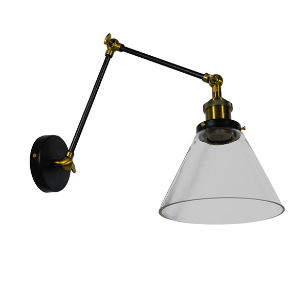 GloboStar® OLIVIA 01068 Vintage Φωτιστικό Τοίχου Απλίκα Μονόφωτο με Σπαστό Μεταλλικό Βραχίονα και Γυάλινη Καμπάνα Φ19 x Μ63 x Π19 x Υ77cm - ledmania.gr
