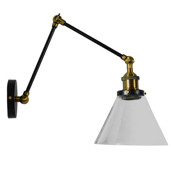 GloboStar® OLIVIA 01068 Vintage Φωτιστικό Τοίχου Απλίκα Μονόφωτο με Σπαστό Μεταλλικό Βραχίονα και Γυάλινη Καμπάνα Φ19 x Μ63 x Π19 x Υ77cm - ledmania.gr