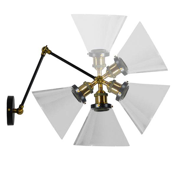 GloboStar® OLIVIA 01068 Vintage Φωτιστικό Τοίχου Απλίκα Μονόφωτο με Σπαστό Μεταλλικό Βραχίονα και Γυάλινη Καμπάνα Φ19 x Μ63 x Π19 x Υ77cm - ledmania.gr