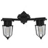 GloboStar® TORO 01079 Vintage Industrial Φωτιστικό Τοίχου Απλίκα Δίφωτο Μαύρο Μεταλλικό Πλέγμα Μ22 x Π45 x Υ27cm - ledmania.gr