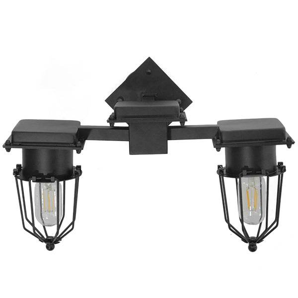 GloboStar® TORO 01079 Vintage Industrial Φωτιστικό Τοίχου Απλίκα Δίφωτο Μαύρο Μεταλλικό Πλέγμα Μ22 x Π45 x Υ27cm - ledmania.gr