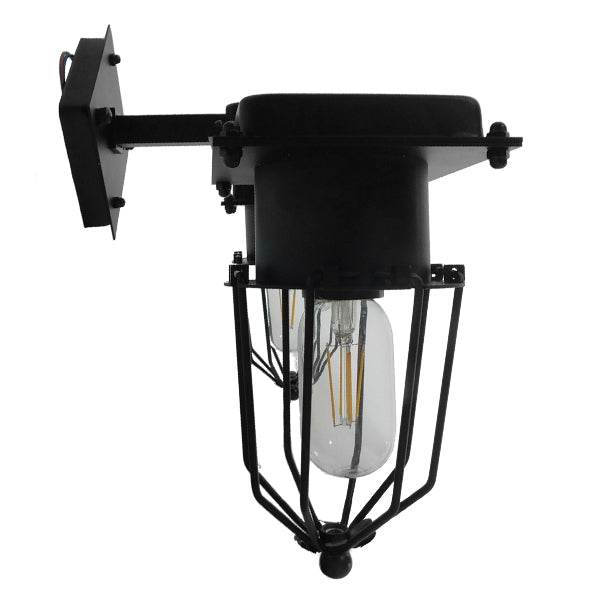 GloboStar® TORO 01079 Vintage Industrial Φωτιστικό Τοίχου Απλίκα Δίφωτο Μαύρο Μεταλλικό Πλέγμα Μ22 x Π45 x Υ27cm - ledmania.gr