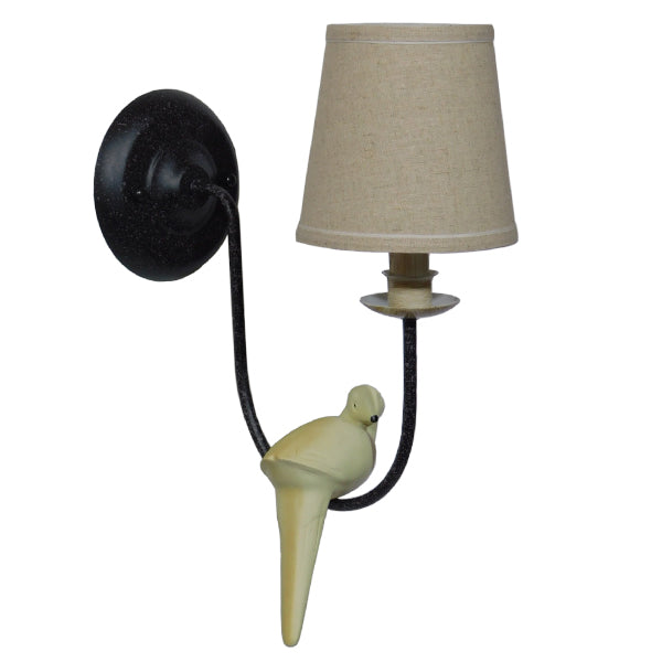 GloboStar® DOVE 01084 Vintage Φωτιστικό Τοίχου Απλίκα Μονόφωτο Μαύρο Μεταλλικό με Υφασμάτινο Μπεζ Καπέλο Φ16 x Μ35 x Π16 x Υ45cm - ledmania.gr