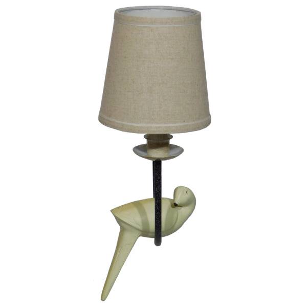 GloboStar® DOVE 01084 Vintage Φωτιστικό Τοίχου Απλίκα Μονόφωτο Μαύρο Μεταλλικό με Υφασμάτινο Μπεζ Καπέλο Φ16 x Μ35 x Π16 x Υ45cm - ledmania.gr