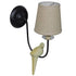 GloboStar® DOVE 01084 Vintage Φωτιστικό Τοίχου Απλίκα Μονόφωτο Μαύρο Μεταλλικό με Υφασμάτινο Μπεζ Καπέλο Φ16 x Μ35 x Π16 x Υ45cm - ledmania.gr