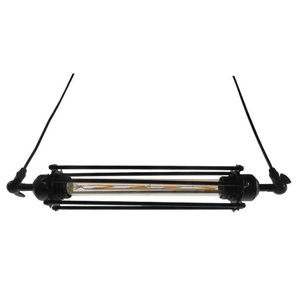 GloboStar® TUBE 01085 Vintage Industrial Κρεμαστό Φωτιστικό Οροφής Μαύρο Μεταλλικό Μ43 x Π11 x Υ11cm - ledmania.gr