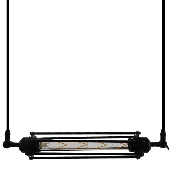 GloboStar® TUBE 01085 Vintage Industrial Κρεμαστό Φωτιστικό Οροφής Μαύρο Μεταλλικό Μ43 x Π11 x Υ11cm - ledmania.gr