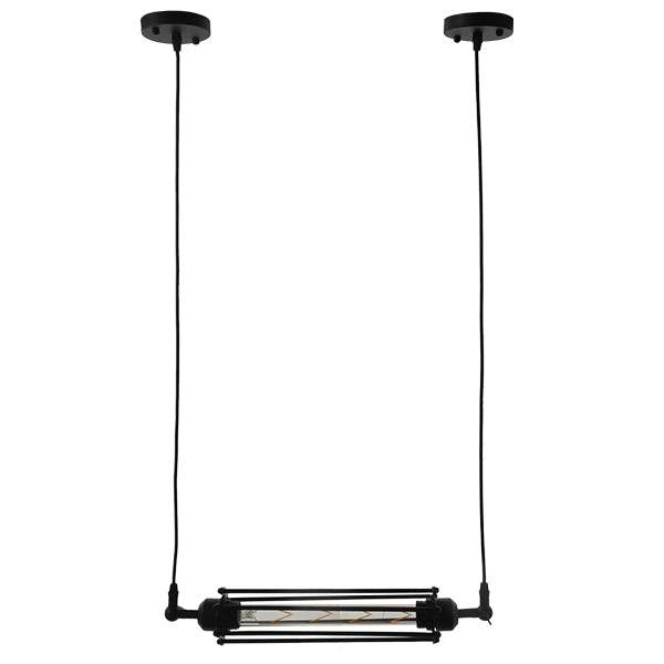GloboStar® TUBE 01085 Vintage Industrial Κρεμαστό Φωτιστικό Οροφής Μαύρο Μεταλλικό Μ43 x Π11 x Υ11cm - ledmania.gr