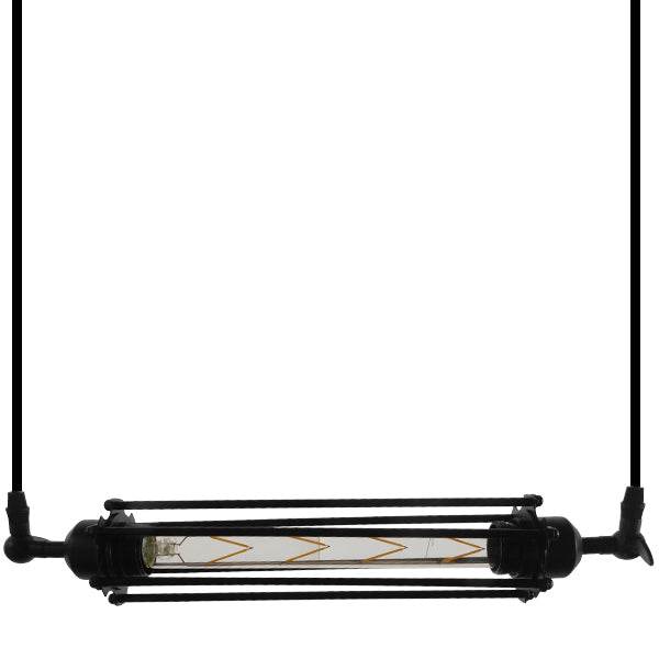 GloboStar® TUBE 01085 Vintage Industrial Κρεμαστό Φωτιστικό Οροφής Μαύρο Μεταλλικό Μ43 x Π11 x Υ11cm - ledmania.gr