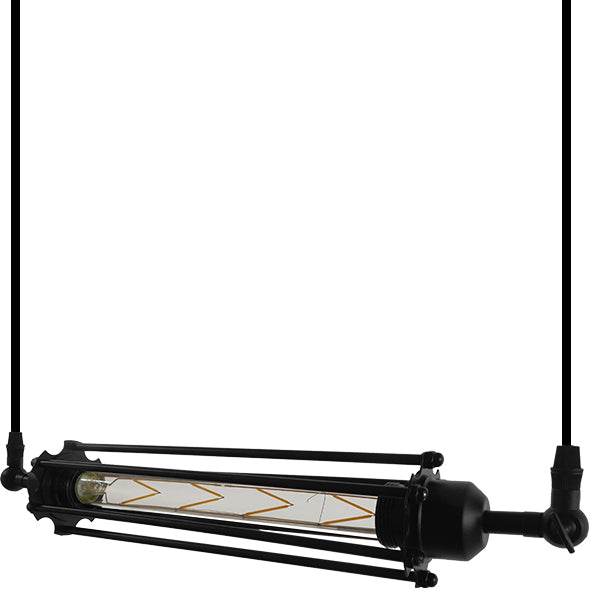 GloboStar® TUBE 01085 Vintage Industrial Κρεμαστό Φωτιστικό Οροφής Μαύρο Μεταλλικό Μ43 x Π11 x Υ11cm - ledmania.gr