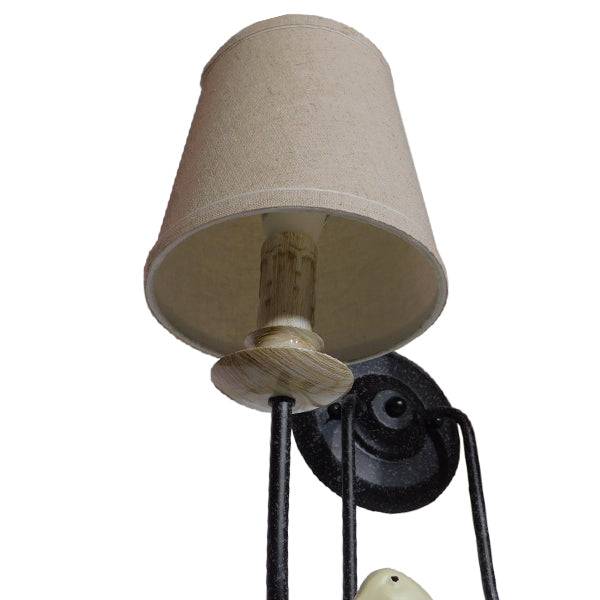 GloboStar® DOVE 01086 Vintage Φωτιστικό Τοίχου Απλίκα Δίφωτο Μαύρο Μεταλλικό με Μπεζ Υφασμάτινο Καπέλο Μ27 x Π43 x Υ30cm - ledmania.gr