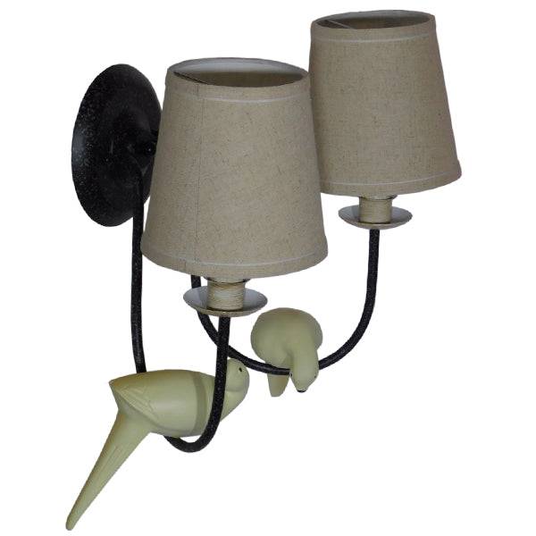 GloboStar® DOVE 01086 Vintage Φωτιστικό Τοίχου Απλίκα Δίφωτο Μαύρο Μεταλλικό με Μπεζ Υφασμάτινο Καπέλο Μ27 x Π43 x Υ30cm - ledmania.gr