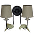GloboStar® DOVE 01086 Vintage Φωτιστικό Τοίχου Απλίκα Δίφωτο Μαύρο Μεταλλικό με Μπεζ Υφασμάτινο Καπέλο Μ27 x Π43 x Υ30cm - ledmania.gr
