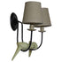 GloboStar® DOVE 01086 Vintage Φωτιστικό Τοίχου Απλίκα Δίφωτο Μαύρο Μεταλλικό με Μπεζ Υφασμάτινο Καπέλο Μ27 x Π43 x Υ30cm - ledmania.gr