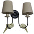 GloboStar® DOVE 01086 Vintage Φωτιστικό Τοίχου Απλίκα Δίφωτο Μαύρο Μεταλλικό με Μπεζ Υφασμάτινο Καπέλο Μ27 x Π43 x Υ30cm - ledmania.gr