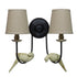 GloboStar® DOVE 01086 Vintage Φωτιστικό Τοίχου Απλίκα Δίφωτο Μαύρο Μεταλλικό με Μπεζ Υφασμάτινο Καπέλο Μ27 x Π43 x Υ30cm - ledmania.gr