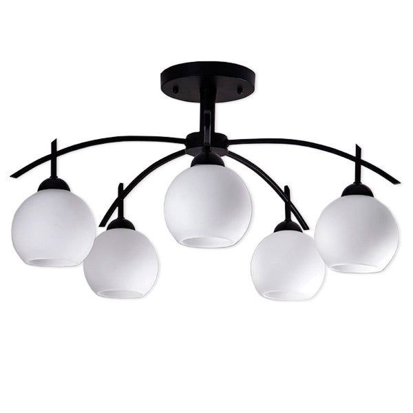 GloboStar® LUNA 01088 Μοντέρνο Φωτιστικό Οροφής Πολύφωτο Μαύρο Μεταλλικό με Λευκό Γυαλί Φ63 x Y39cm - ledmania.gr