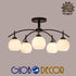 GloboStar® LUNA 01088 Μοντέρνο Φωτιστικό Οροφής Πολύφωτο Μαύρο Μεταλλικό με Λευκό Γυαλί Φ63 x Y39cm - ledmania.gr