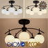 GloboStar® LUNA 01088 Μοντέρνο Φωτιστικό Οροφής Πολύφωτο Μαύρο Μεταλλικό με Λευκό Γυαλί Φ63 x Y39cm - ledmania.gr