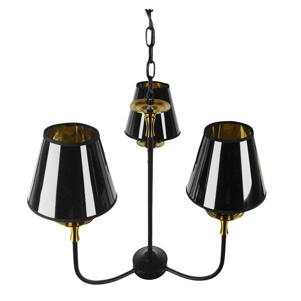 GloboStar® LIMI 01091 Vintage Industrial Κρεμαστό Φωτιστικό Οροφής Τρίφωτο Μαύρο Μεταλλικό Πολυέλαιος με Καπέλο Φ56 x Y54cm - ledmania.gr