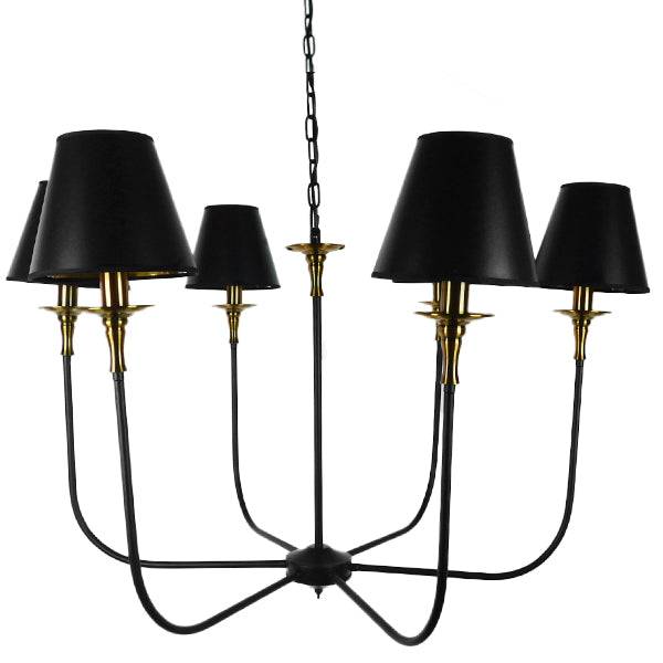 GloboStar® LIMI 01092 Vintage Industrial Κρεμαστό Φωτιστικό Οροφής Πολύφωτο Μαύρο Μεταλλικό Πολυέλαιος με Καπέλο Φ100 x Y65cm - ledmania.gr