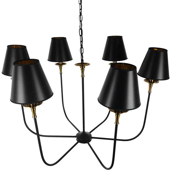 GloboStar® LIMI 01092 Vintage Industrial Κρεμαστό Φωτιστικό Οροφής Πολύφωτο Μαύρο Μεταλλικό Πολυέλαιος με Καπέλο Φ100 x Y65cm - ledmania.gr