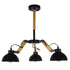 GloboStar® OLD SCHOOL 01093 Μοντέρνο Industrial Φωτιστικό Οροφής Τρίφωτο Μαύρο Μεταλλικό με Φυσικό Ξύλο Καμπάνα Φ75 x Y38cm - ledmania.gr